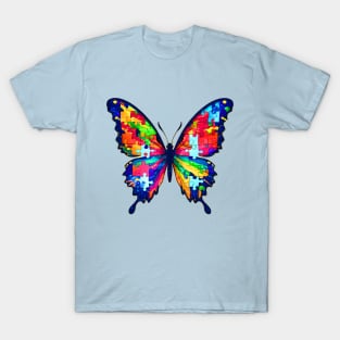 Autism Awareness Graphic Design Butterfly Puzzle T-Shirt